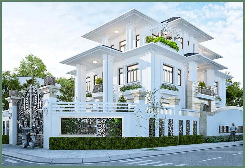 Mẫu nhà biệt thự 3 mặt tiền đẹp